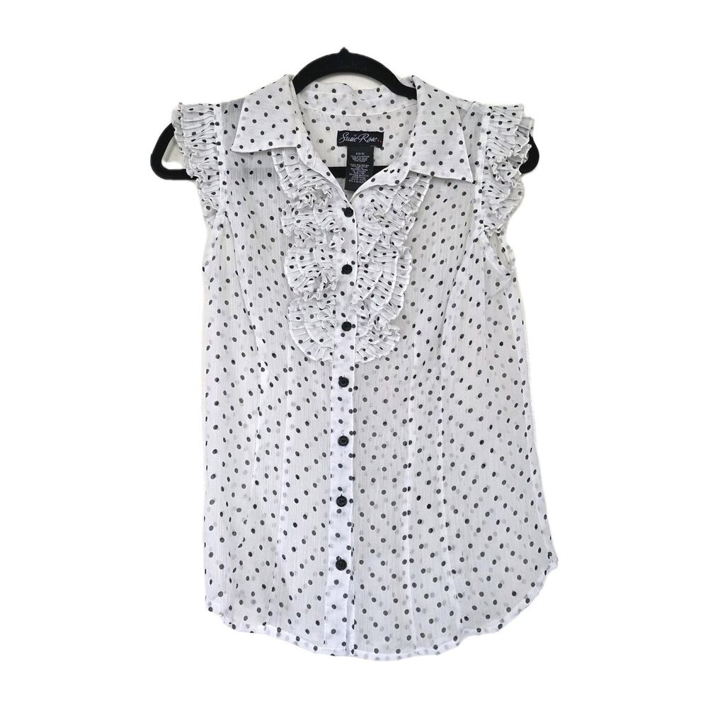 Vintage Y2K Babydoll Blouse Women S Polka Dot Ruffe Fairy Boho Festival Sheer